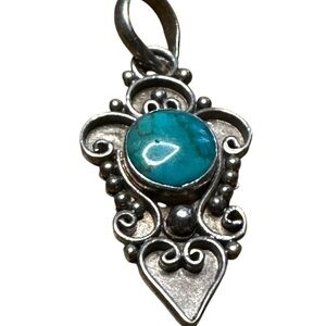Sterling Silver .925 Blue Stone Scroll Pendant – Artisan Boho Southwestern